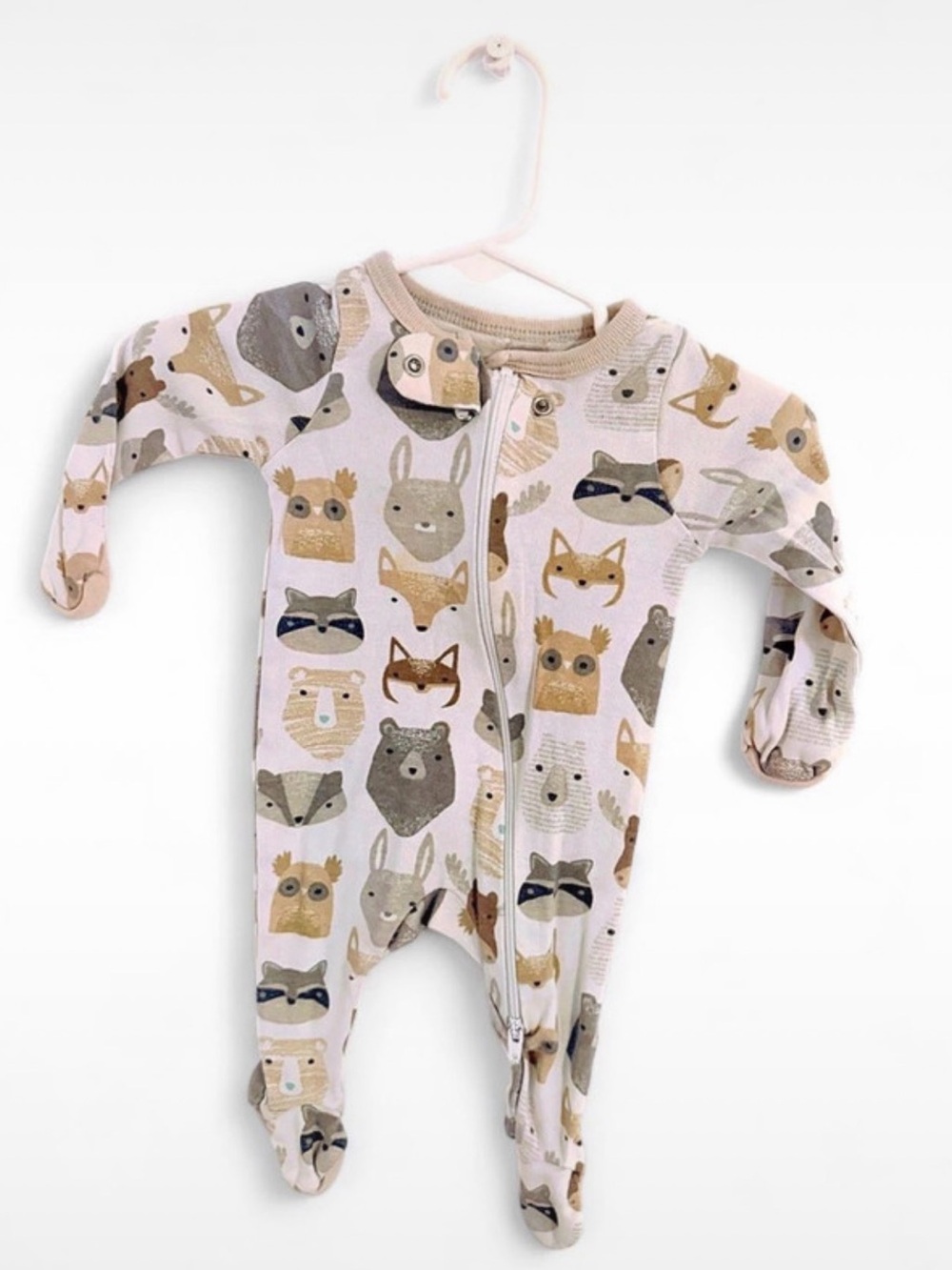 Newborn Cloud Island Beige and Brown Woodland Animal Footie